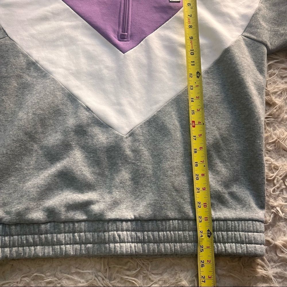 FILA Womens 1/4 Zip Pullover Color block chevron Pattern Lavender White Gray XL - Picture 8 of 11
